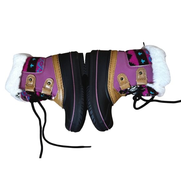 London Fog Kids Lil Tottenham Waterproof Winter Boots Size 6M Brown/Pink Durable - Picture 6 of 7